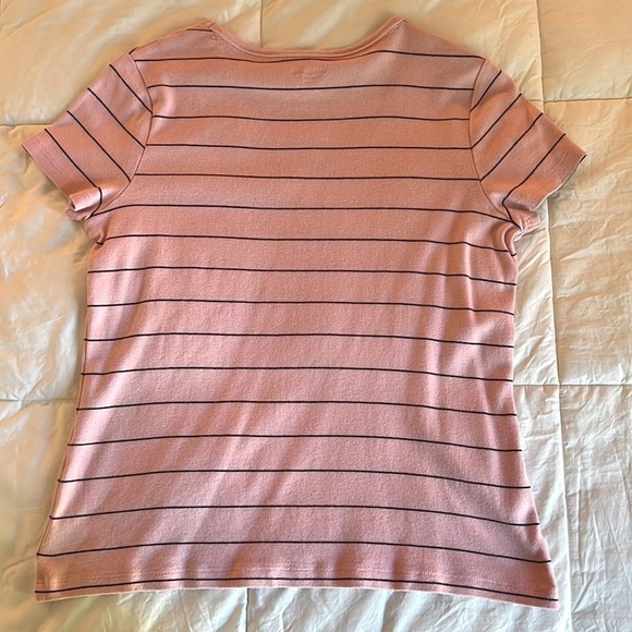 Lands’ End Woman’s Fitted Cotton Striped Tee Shirt - Picture 4 of 6